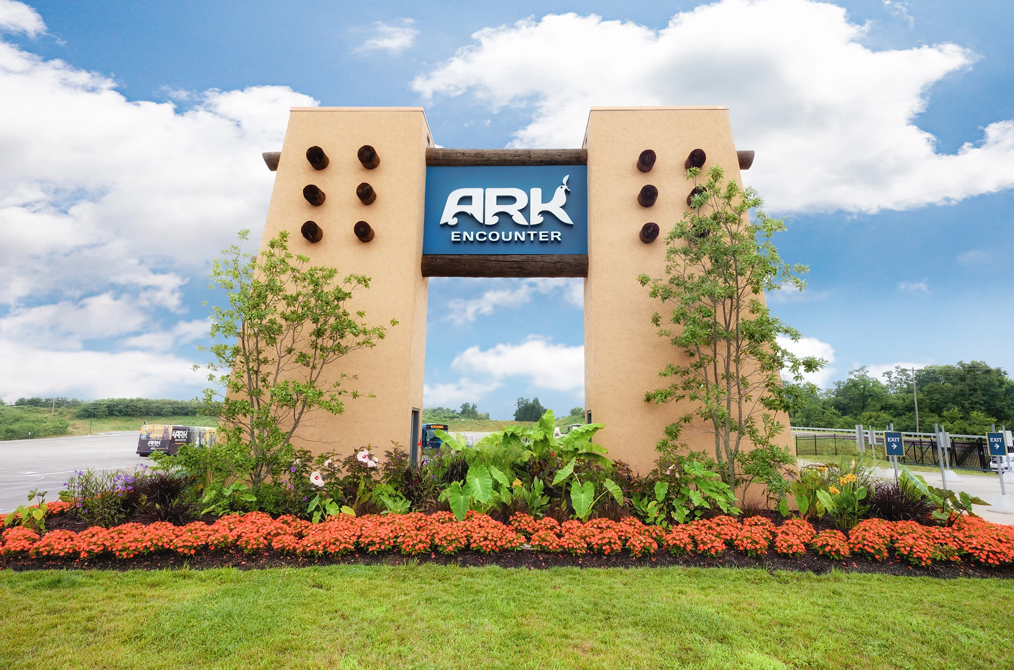 An entrance sign for The Ark Encounter